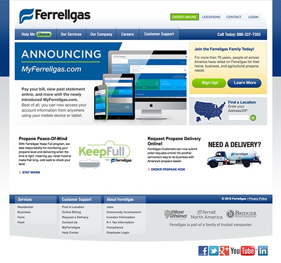 The old Ferrellgas homepage