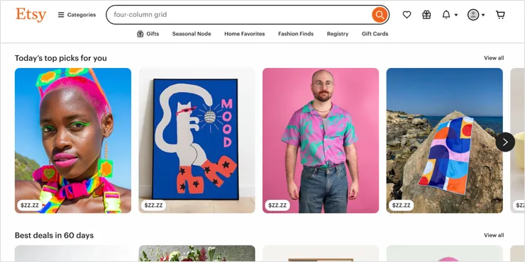 Etsy homepage