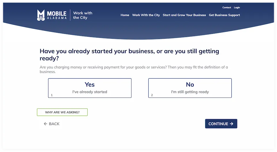 Visual Design: Quick Start Plan question screen.