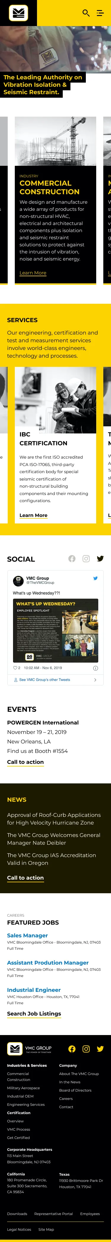 VMC Group Homepage, mobile