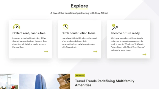 StayAlfred.com website pages