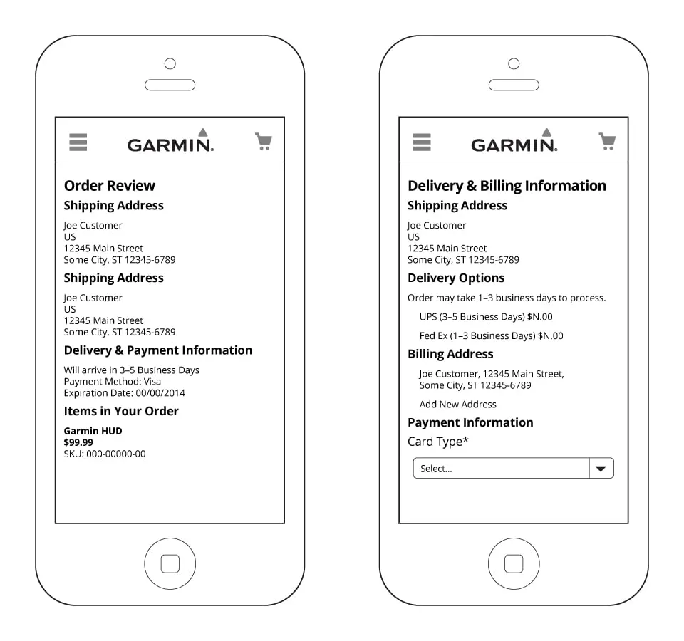 Garmin.com Mobile Wireframes