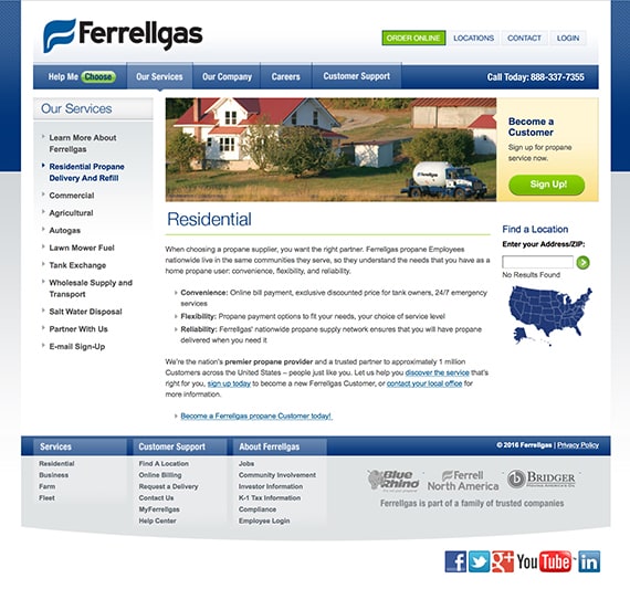 The old Ferrellgas homepage