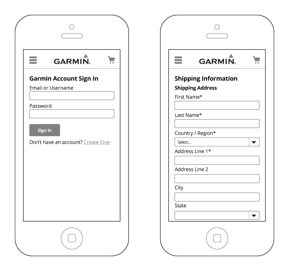 Garmin.com Mobile Wireframes