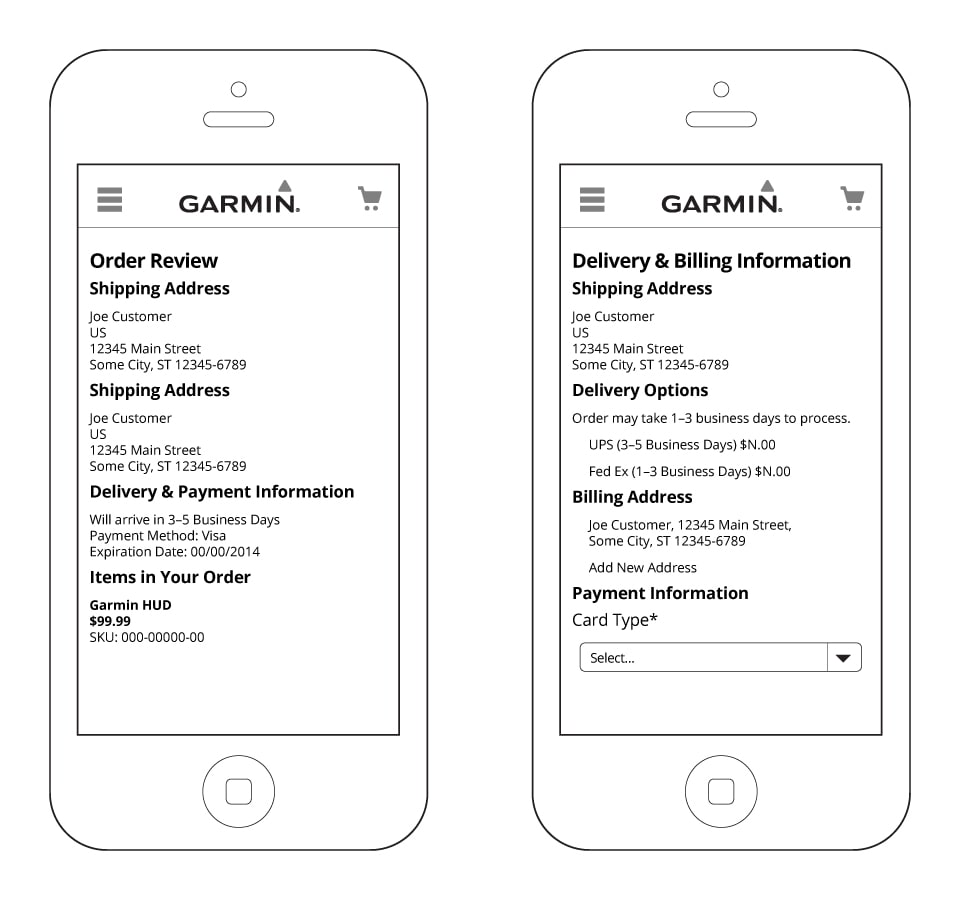 Garmin.com Mobile Wireframes