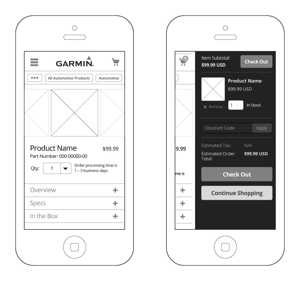 Garmin.com Mobile Wireframes