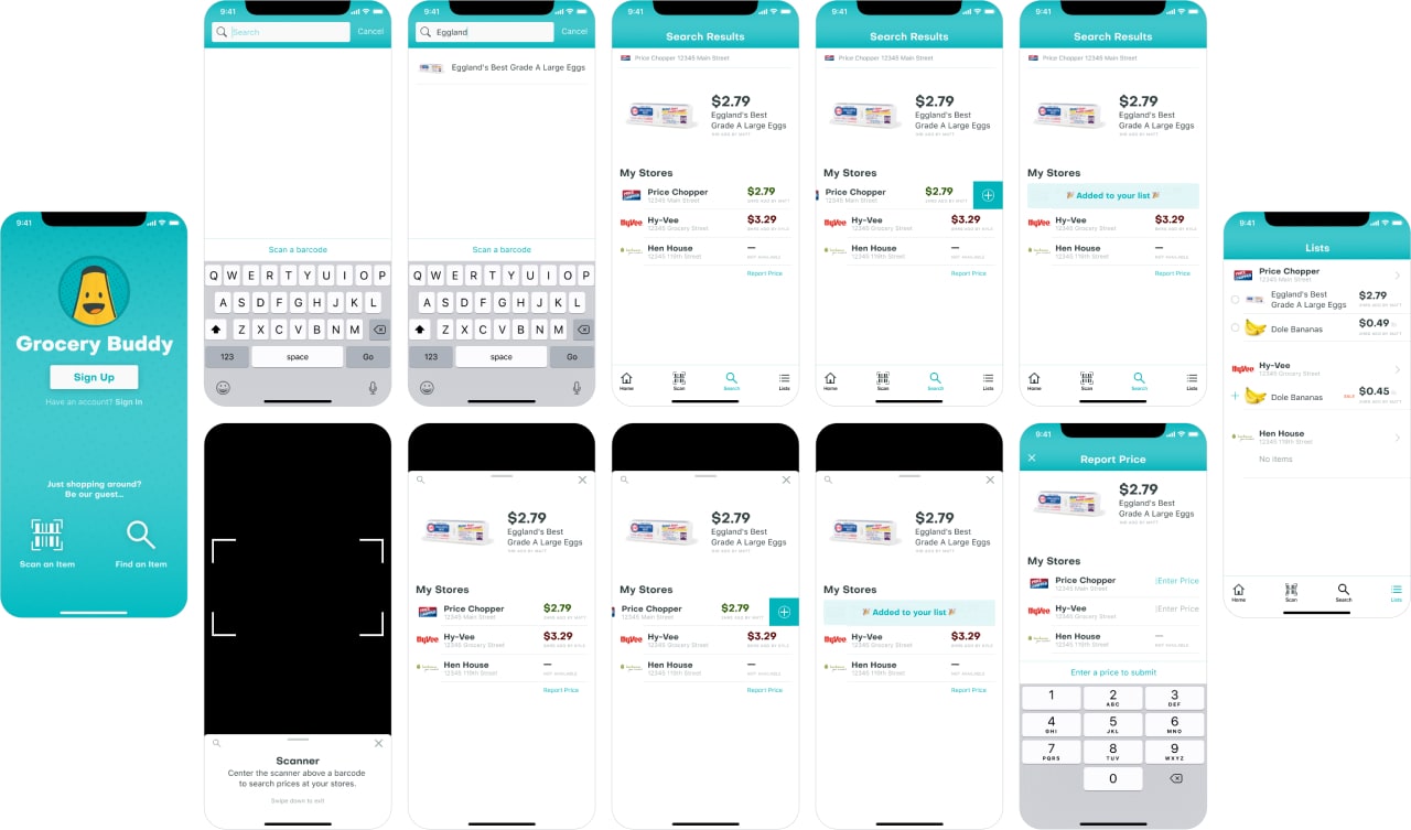 Grocery Buddy App Prototype - Wiring in Figma