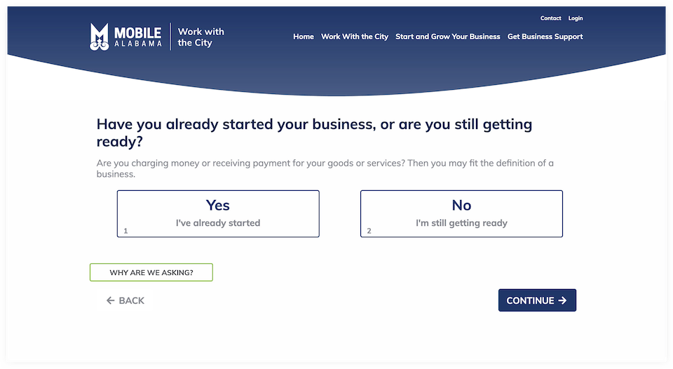 Visual Design: Quick Start Plan question screen.