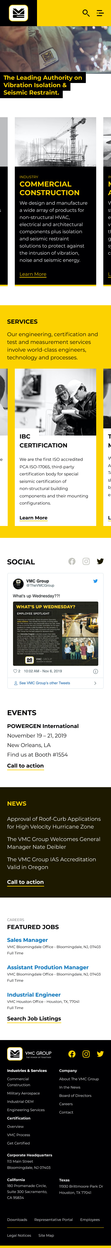 VMC Group Homepage, mobile